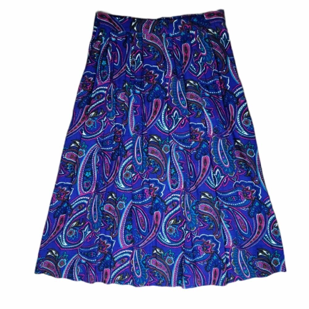 Vintage Boho Paisley Print Side Pockets Skirt